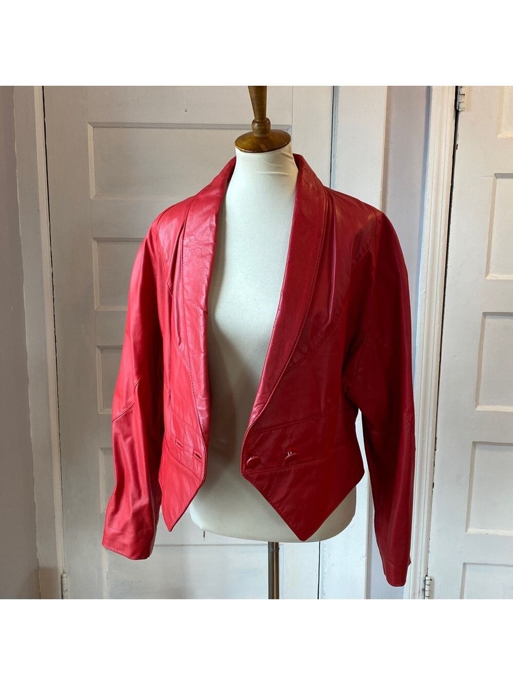 Vintage The Leather Ranch Red Genuine Leather Jacket, Size 3 - Picture 11 of 17